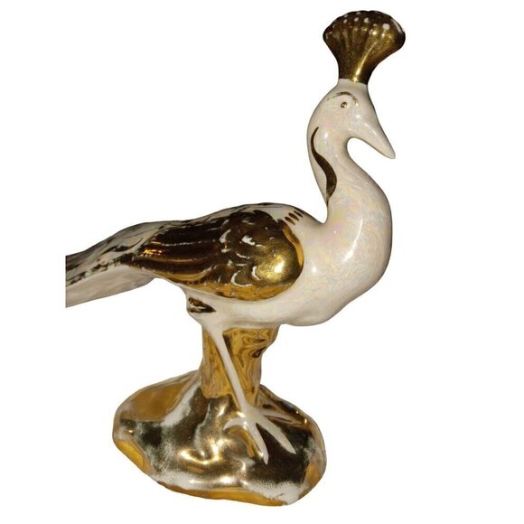 Vintage Bel-Air Pottery USA Lusterware with Gold Gifting Set of 3 Peacocks - Picture 11 of 16